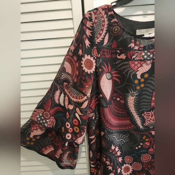 LOFT BLACK PRINT DRESS NWT - Picture 3 of 6